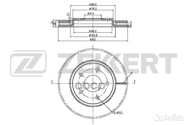 Диск торм. перед. chrysler voyager v 07, dodge