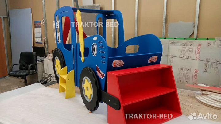 Кроватка синий трактор, детская кровать от 3 лет