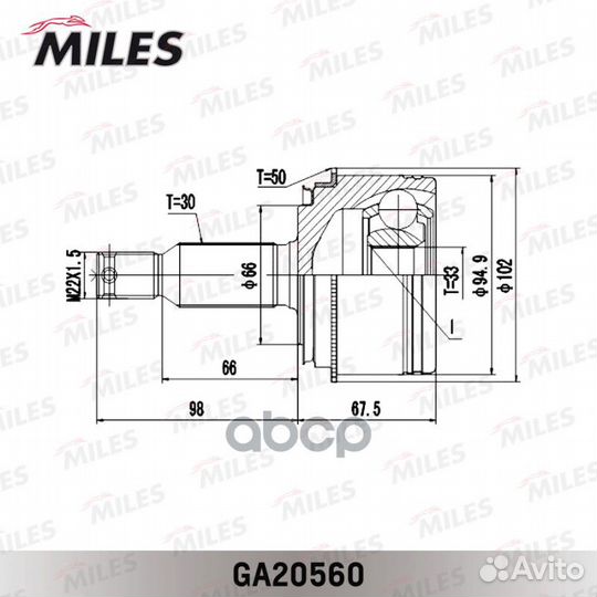 Шрус наружный pajero III (V7 W V6 W) /montero/PA