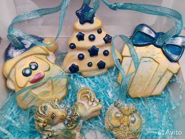 Ёлочные игрушки набор Подарок Новый год руч работа