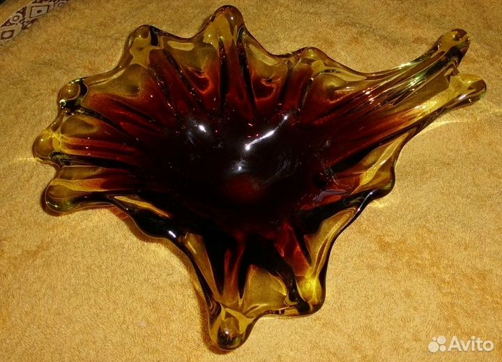 Ваза медуза цветное стекло СССР размер 32х15х10 см