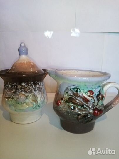 Кружка, чайник, набор, керамика СССР Винтаж