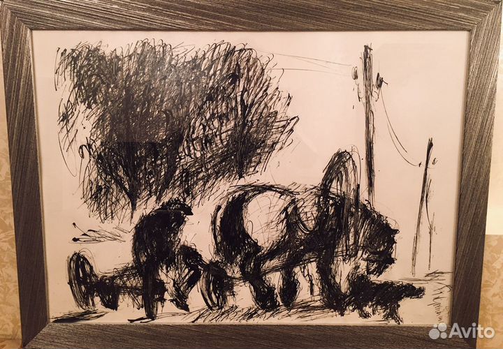 Картина А.С. Слепышева «Телега» 1988г