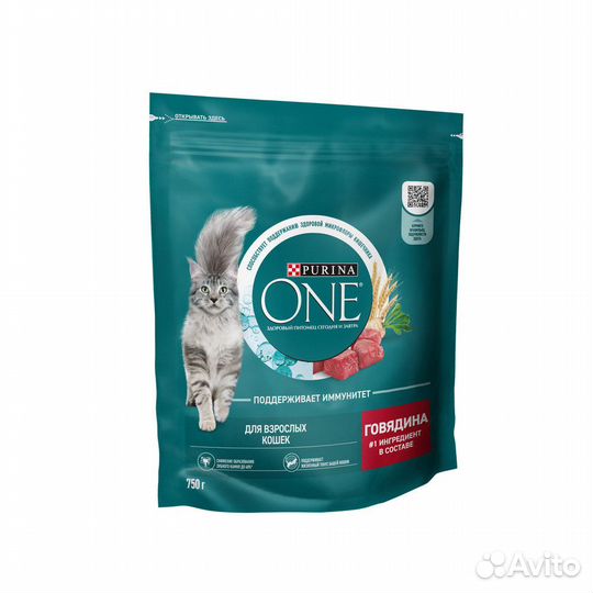 Корм purina ONE для взрослых кошек, с высоким соде