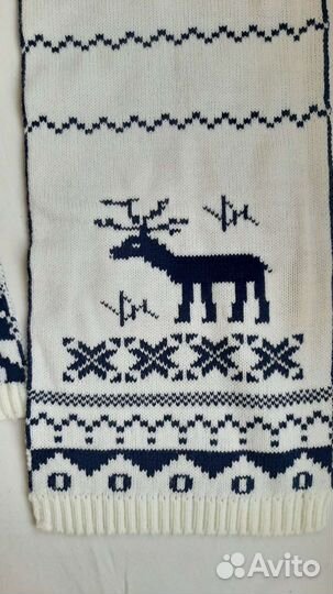 Шарф сувенир шерсть жаккардовый двусторонний Олени