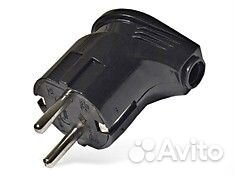 Вилка угловая с заземлением черная 16А 250В