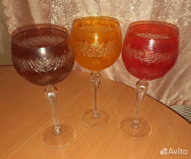 Фужеры цветной хрусталь Германия 60-70гг