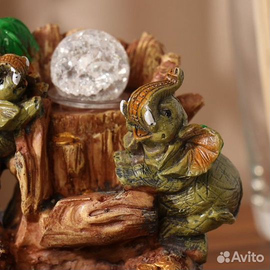 Фонтан 'Слоны с монетками, пальма' 20х13 см (с под