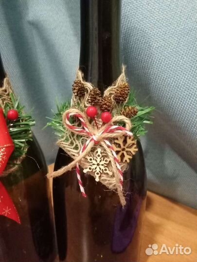 Новогоднее украшение на бутылку шампанского