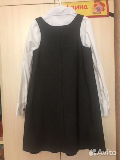 Школьный сарафан +блузка