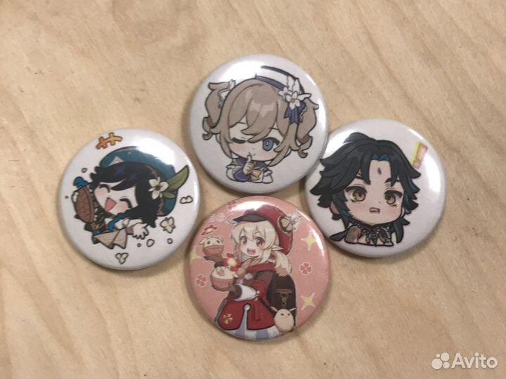 Значки геншин импакт, наклейки, фигурки