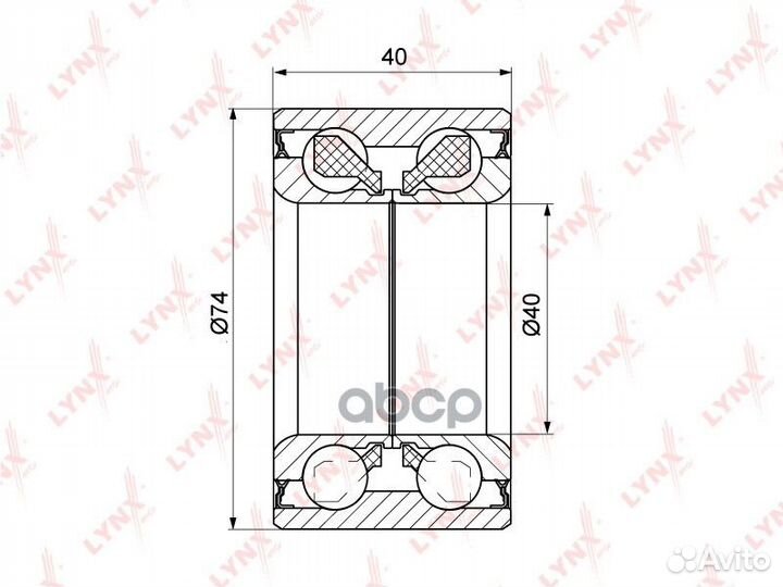 Подшипник ступицы передний (40x40x74) WB-1095 L