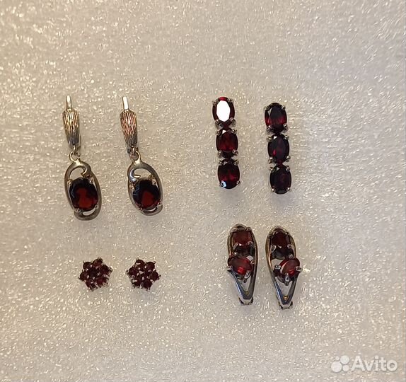 Серьги серебряные 925 с гранатом