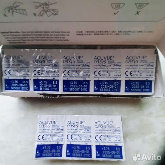 Линзы контактные acuvue oasys 1 day +3.75, 8.5