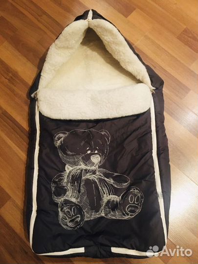 Конверт зимний на овчине в коляску