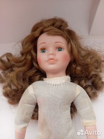Кукла винтаж мягконабивная фарфоровая