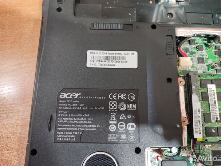 Ноутбук acer Aspire 5920G-1A1G16Mi на запчасти