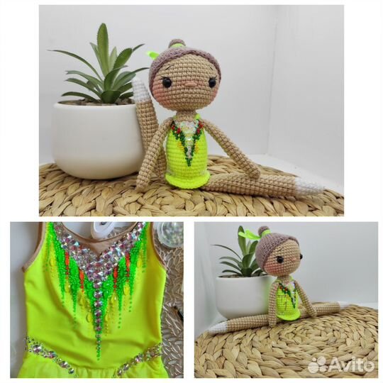 Куколка вязаная гимнастка фигуристка по фото