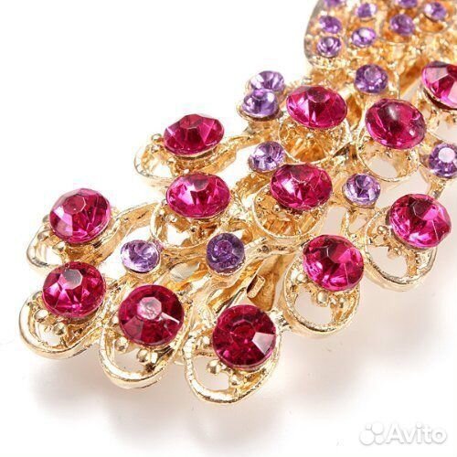 Заколка, павлин со стразами