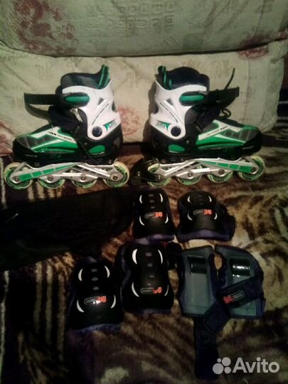 Детские роликовые коньки+защита