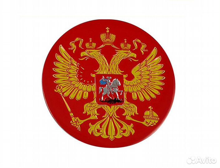 Металлическая наклейка на авто герб России шильдик