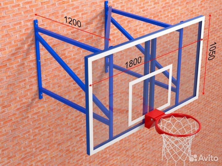 Ферма с выносом 1,2 м с игровым щитом из оргстекла 15 мм и массовым кольцом Pioner A13308