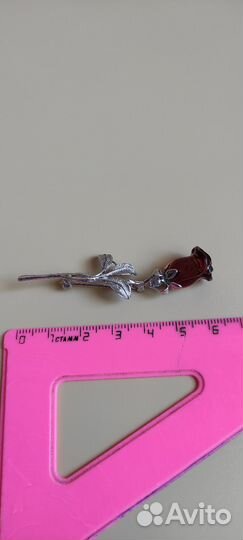 Брошь Роза (серебро, янтарь)