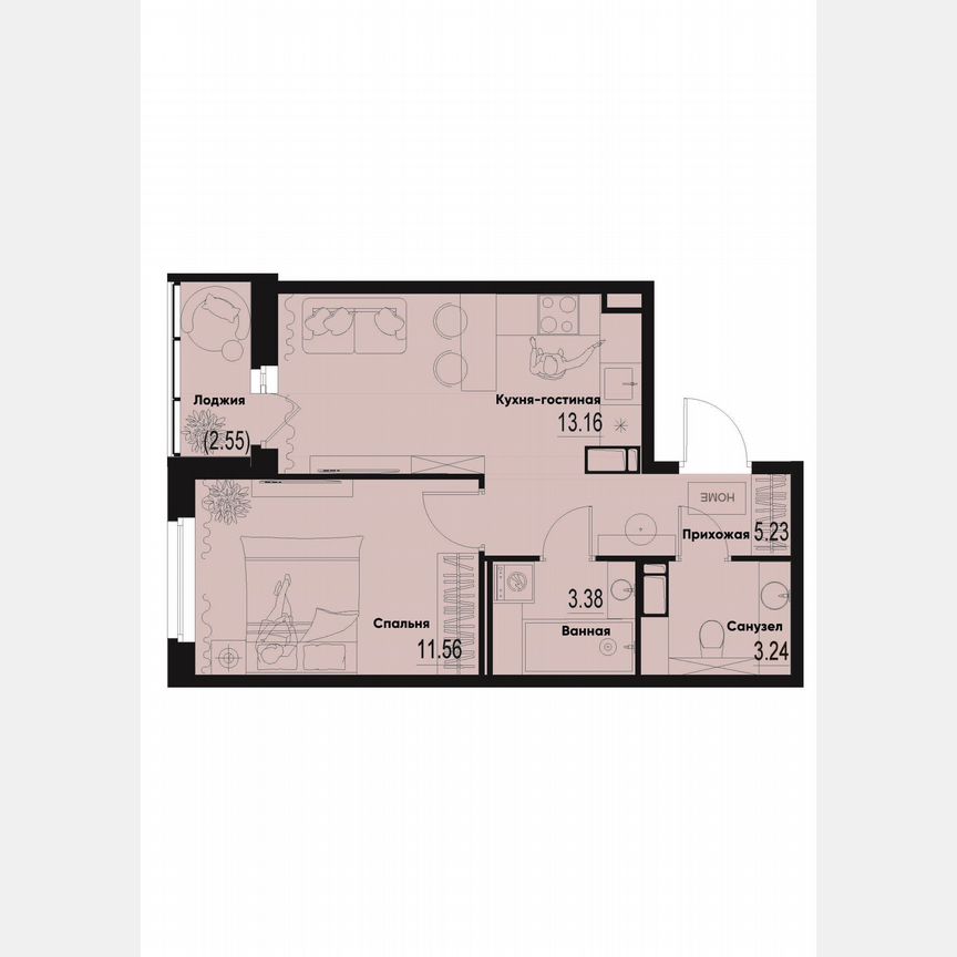 1-к. квартира, 37,8 м², 12/12 эт.