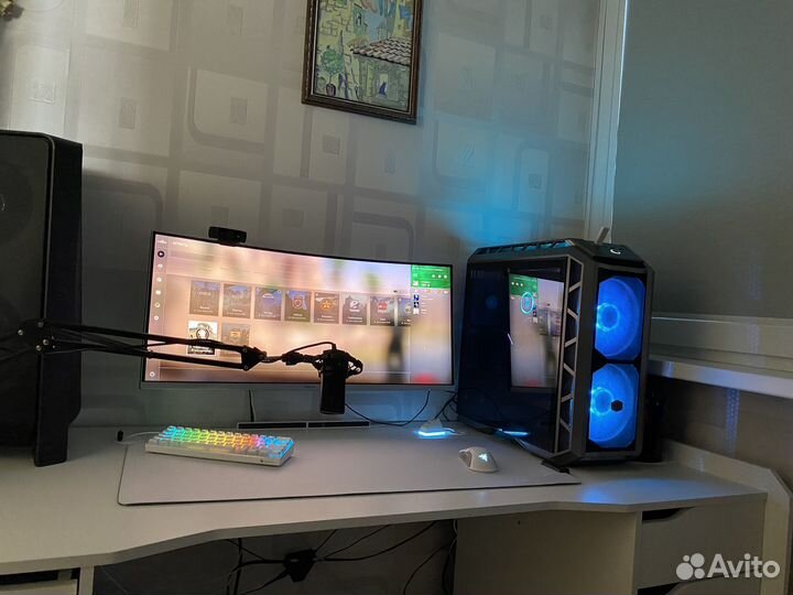 Коврик белый игровой RGB