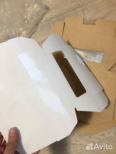 Крафт коробки с окошком 17х7х4