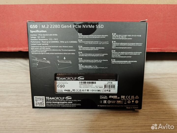 2 TB M2 SSD T-Force G50 NVMe PCIe 4.0 Новый