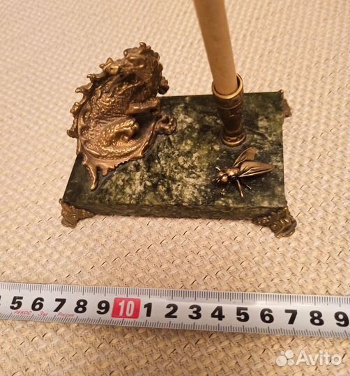 Подставка, дракон, змеевик, бронза