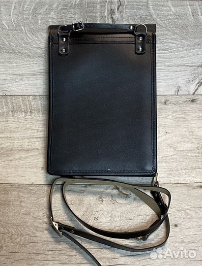 Сумка офицерская кожаная чёрная