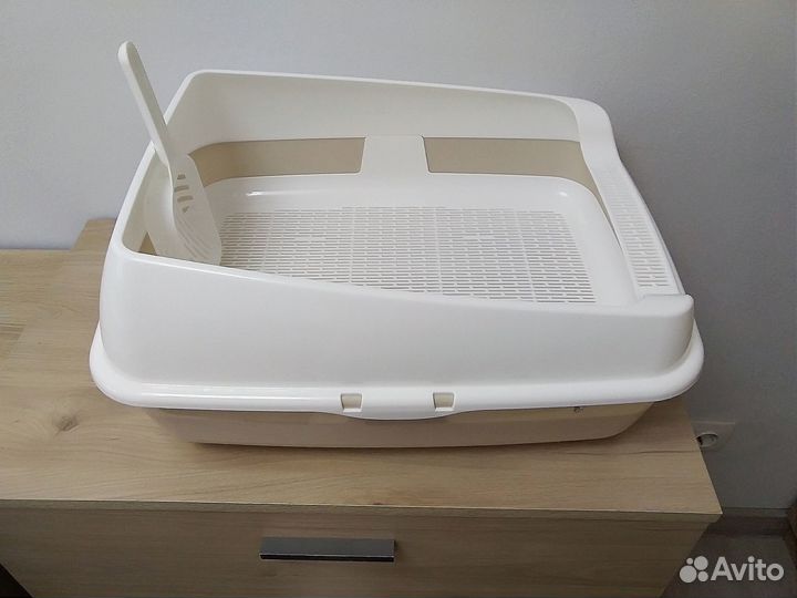 Большой кошачий лоток с сеткой и лопаткой