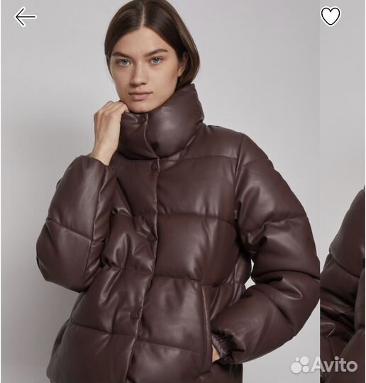 Пуховик экокожа женский 44 46 48 оверсайз