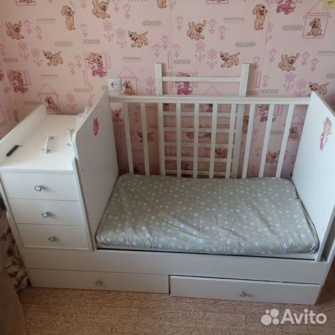 Детская кроватка трансформер с комодом