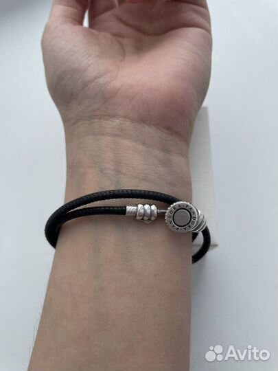 Кожаный браслет pandora