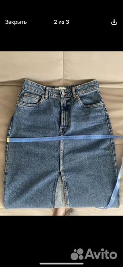 Джинсовая юбка миди zara