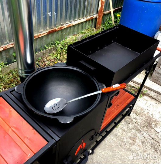 Мангал кованый с печью под казан