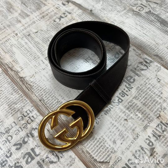 Ремень Gucci / Гуччи, крупная пряжка логотип