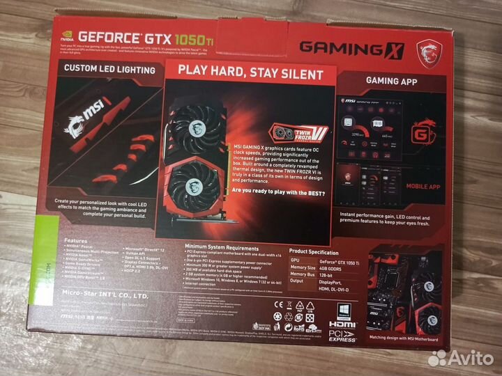 Видеокарта GeForce GTX 1050 TI gaming X 4Gb