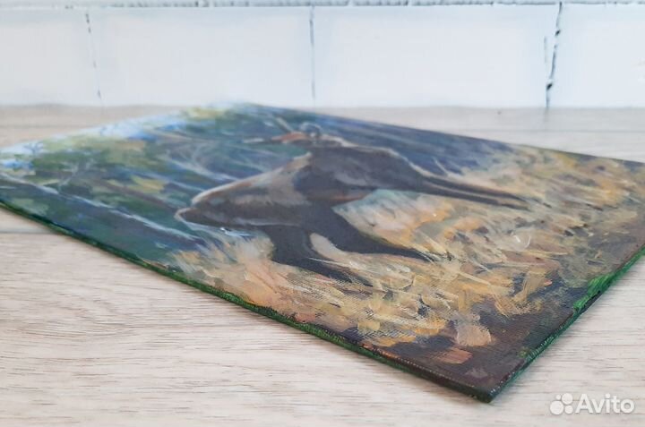 Картина олень Картина животные Лесной пейзаж