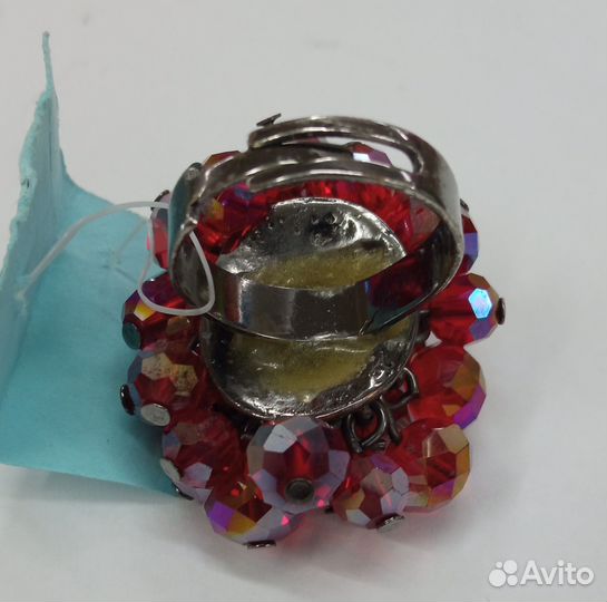 Бижутерное кольцо гранат кристаллы
