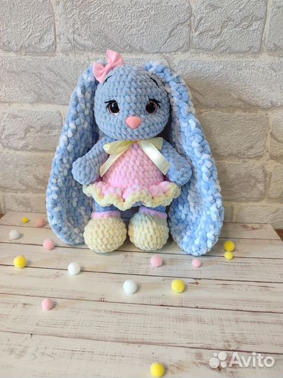 Вязаный зайка, в наличии. Мягкие игрушки