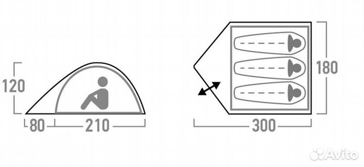 Палатка туристическая 3 местная с тамбуром