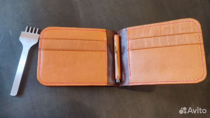 Зажим для денег из натуральной кожи