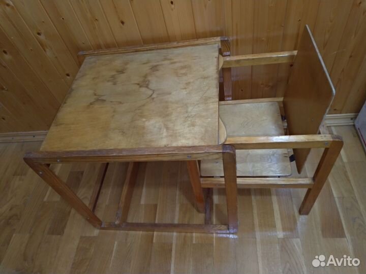 Детский деревянный стол и стул для кормления грудн