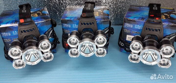 Охотничий 5 ламповый налобный фонарь прожектор
