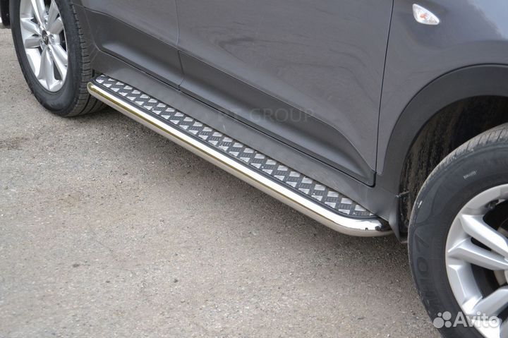 Защита порогов с алюм. площад. 51мм Hyundai creта