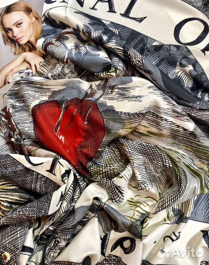 Платок Пашмина Шарф Эрме- Hermes яркое сердце